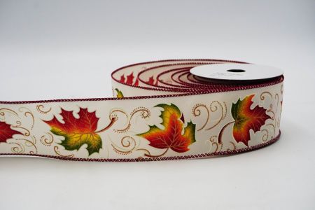 Fall Maple Leaves Wired Ribbon_KF7474GC-2-8_beige